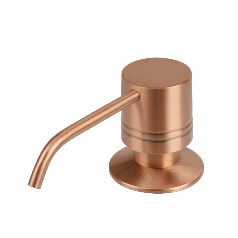 Akicon Copper Soap Dispenser for Kitchen Sink, Brass Body Refill from Top, Built in Design with Large Liquid Soap 17 OZ Bottle, Countertop Soap Dispenser (Copper, Modern) - Image 1
